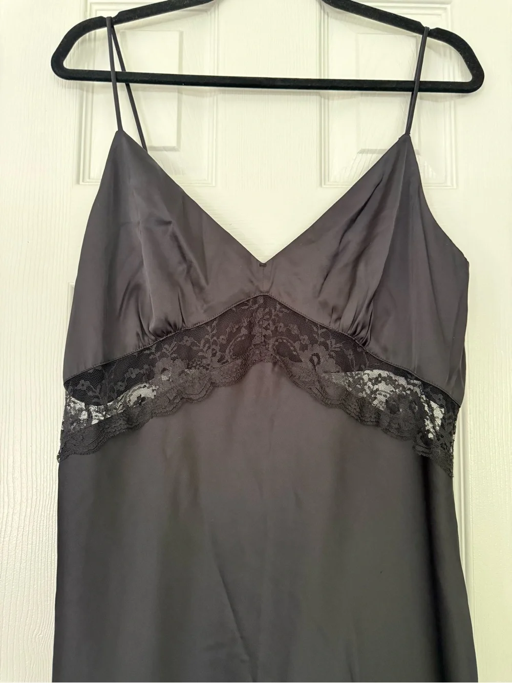 Abercrombie & Fitch Black Satin Lace Slip Dress Maxi Dress Women’s Large